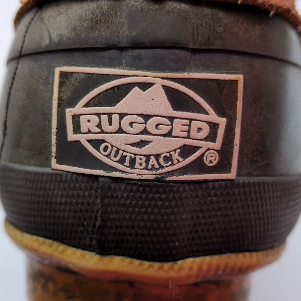 Rugged Outback Boots Mens Brown 8 Leather Rubber Duck‎ Shoes Insulated Warm Work